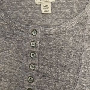Roots Heather Gray Button-Front Blouse